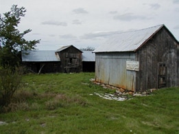 Old barn buildings on Route 180 near Gunn's Corners